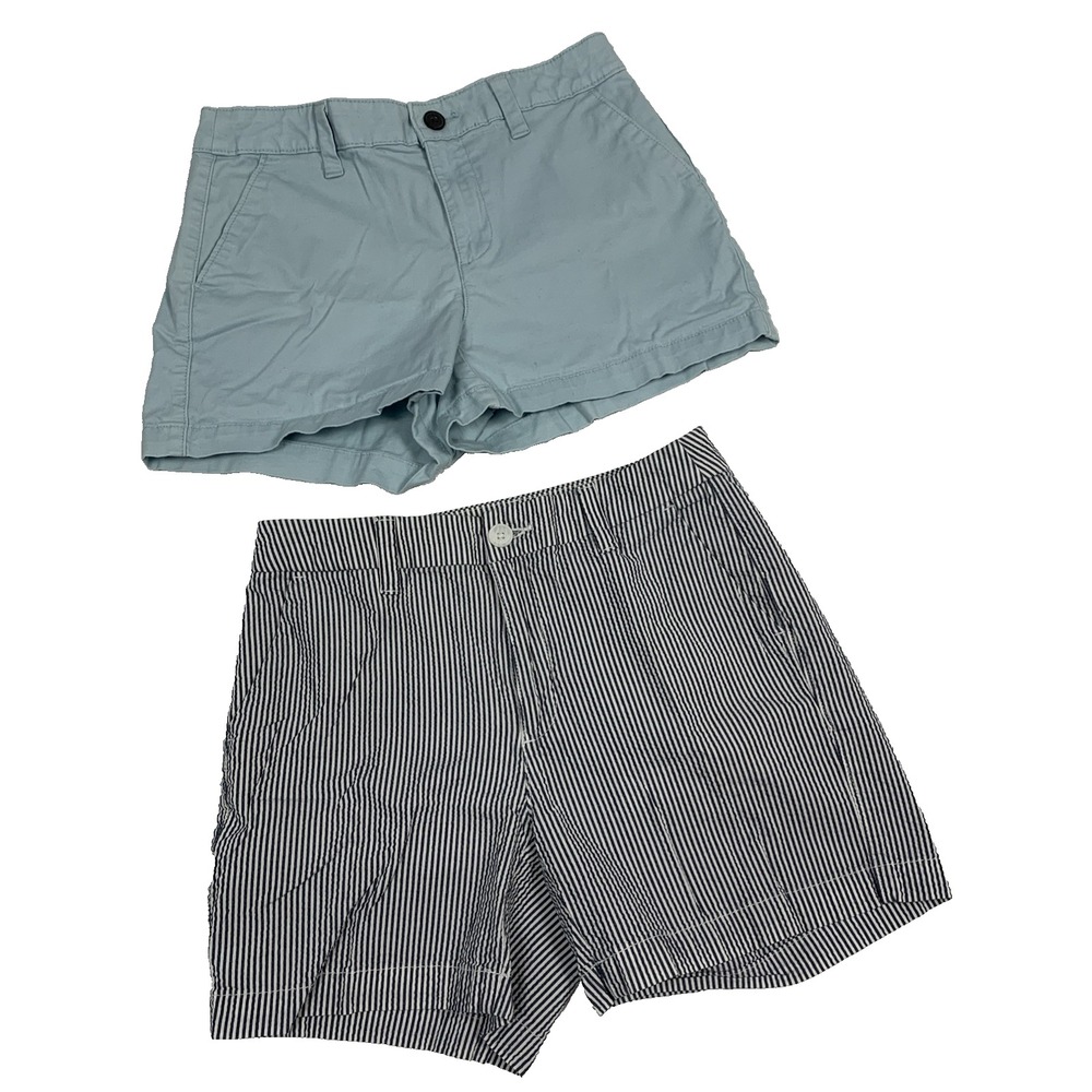 A New Day Chino Shorts Women’s Size 2 Bundle of 2 Navy Stripe & Soft Mint